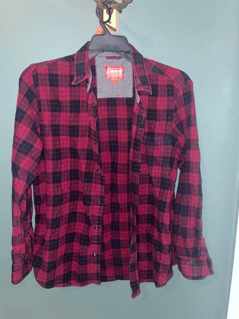 Coleman red black flannel size Large L mens